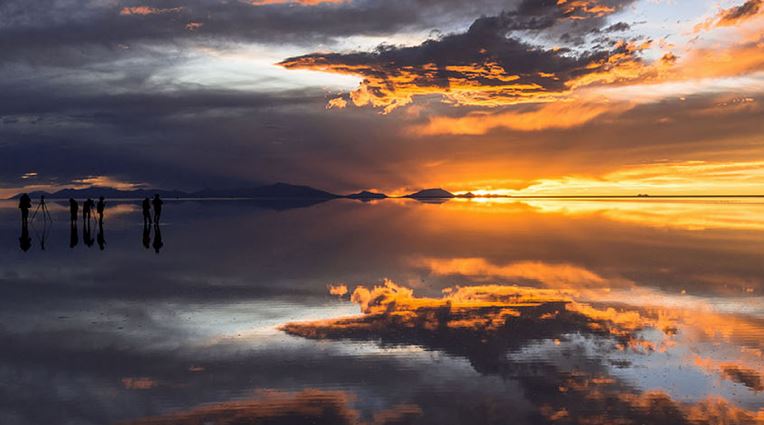 Sunset al salt flats, Uyuni